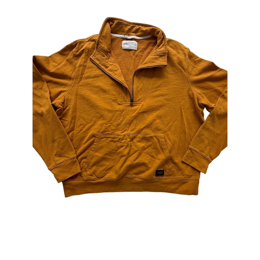 REI Cooperative Womens XLarge Mustard Yellow 100% Cotton Quarter Zip Pullover